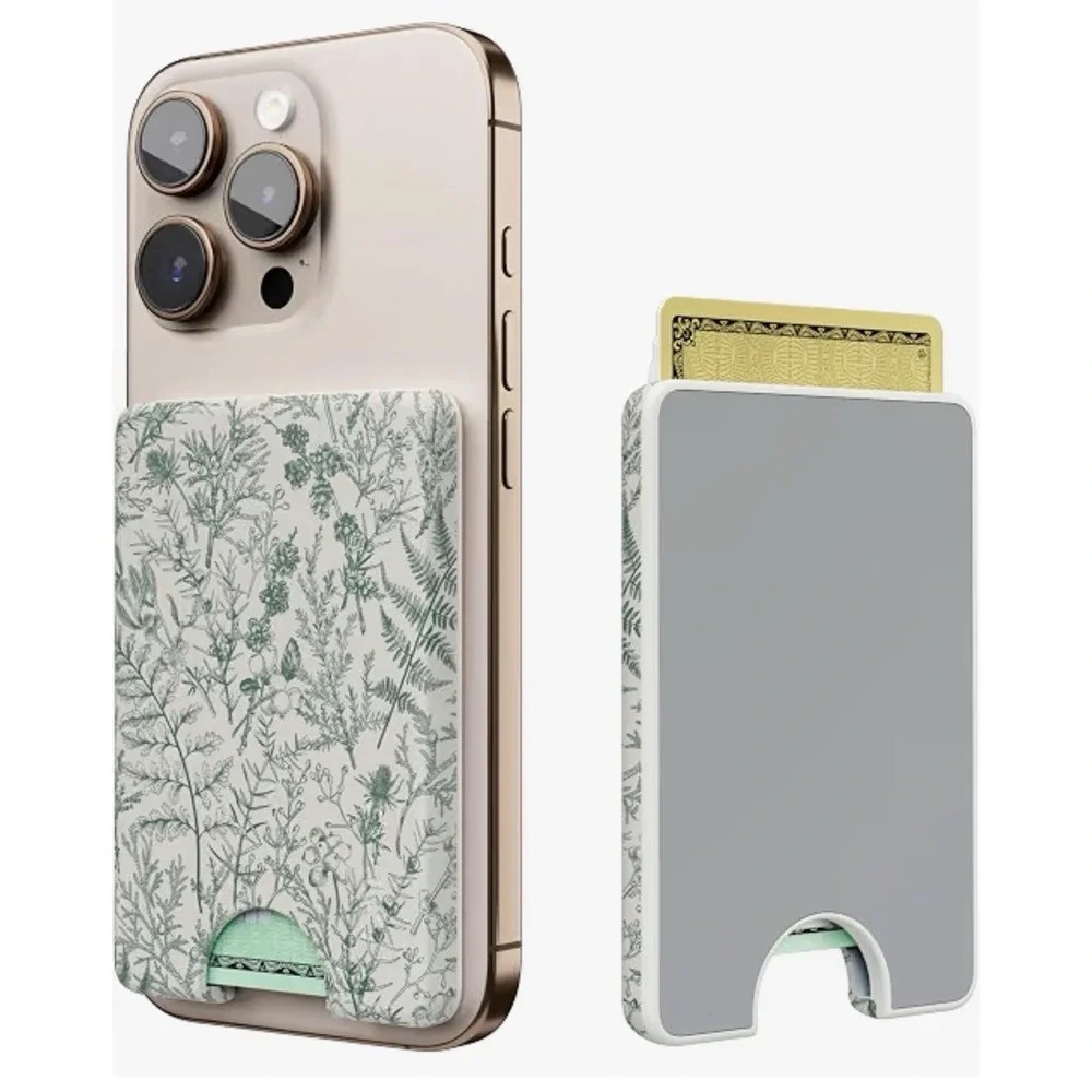 NEW Casely MagWallet Magnetic Phone wallet - Green floral - slim card holder